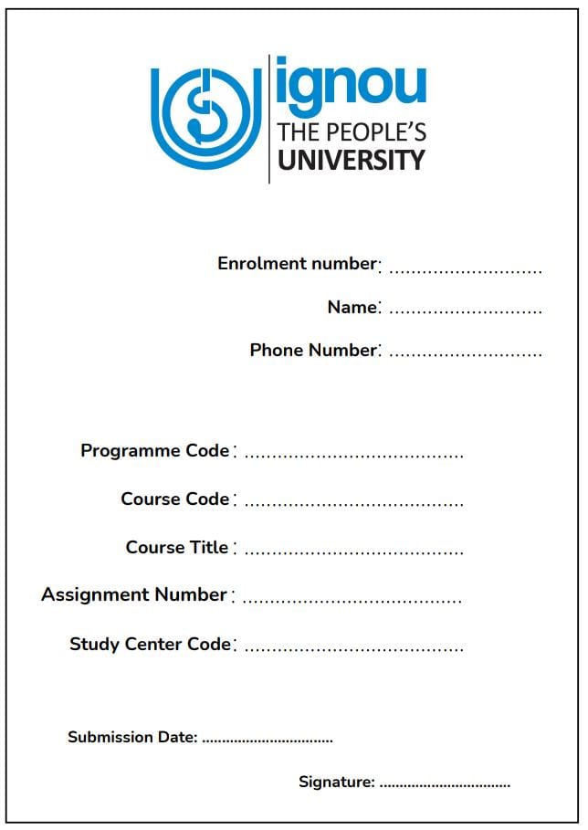 Assignments Cover Page